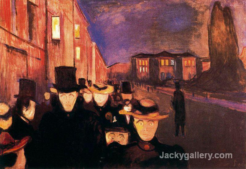 Evening on Karl Johan Street by Edvard Munch paintings reproduction